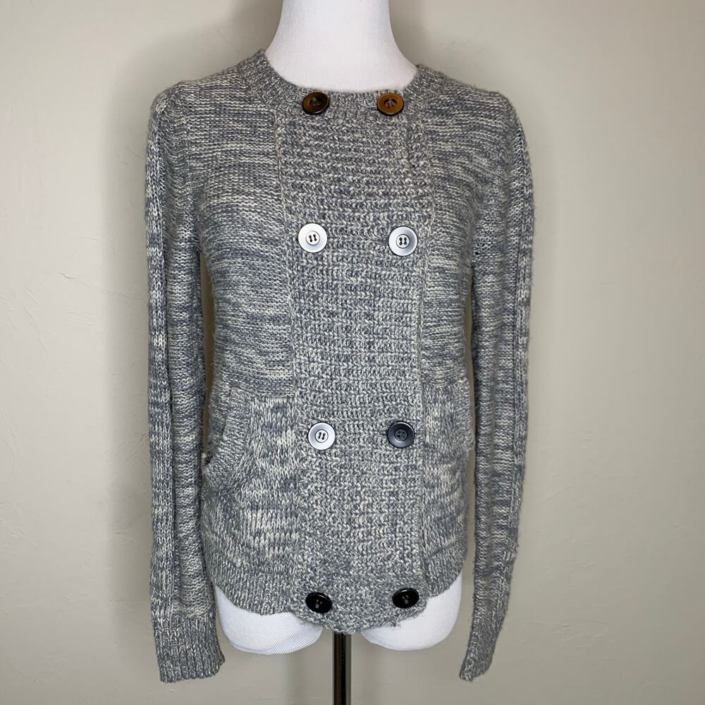 Caslon Lt Gray Button Front Cardigan Sweater Small